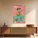 Retro Vaquero Skeleton Art Print, Canvas Art, Chicano Art, Spooky Mexican Art, Sugar Skull Art