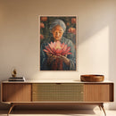 Bahai Wall Art Framed Canvas Print, Retro Abstract Wall Art, Living Room Decor