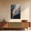 Bird's Eye View Of A Sailboat, Framed Canvas Print, Sail Boat Photography Print, Sailboat Painting, Nautical Decor, Nautical Wall Art