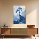 Chinoiserie Wall Art, Chinoiserie Style Canvas Print, Chinoiserie Blue Painting, Retro Boho Style Minimalist Wall Art, Blue Painting