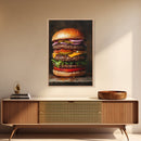 The Burg' Canvas Print, Retro Still Life Oil Painting Of a Hamburger, Canvas Print, Kitchen Decor, Dining Room Art, Funny Wall Art