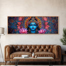 Krishna Painting Print, Ready To Hang Canvas Wall Art, Radha Krishna Art, Panoramic Art, Extra Wide Horizontal Art, Hinduism Wall Art
