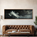 Goth Painting Print of a Swan, Framed Canvas Print, Dark Academia Wall Art, Goth Decor, Gothic Painting Wall Art