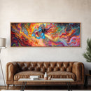 Radha Krishna Wall Art Framed Canvas Print, Modern Art Painting of Radha Krishna, Hindu Art, Radha Krishna Painting, Panoramic Art