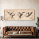 Painting of 3 Angels Canvas Print, Guardian Angels Wall Art, Angel Sketch, Angel Painting, Angelic Home Decor, Extra Wide Wall Art