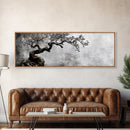 Black and White Bonzai Tree Framed Canvas Print, Wabi Sabi Japanese Style Home Decor, Minimalist Art, Moody Decor, Moody Art