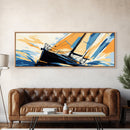 Pop Art Sailboat Painting Print - Vibrant Colorful Seascape Art - Nautical Landscape - Panoramic Ultra Wide Wall Art - Sail Boat Art