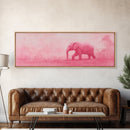 Preppy Pink Elephant Framed Canvas Print Ready To Hang Panoramic Wall Art Girl's Dorm Room Wall Art Ready To Hang