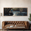Blue Heron Wall Art, Framed Canvas Print, Nautical Home Decor, Blue Heron Painting, Panoramic Horizontal Wall Art
