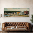 Panoramic Painting Print of Maine, Maine Wall Art, Beautiful Panoramic Seacape Painting, Nautical Landscape Painting