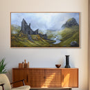 Irish Castle Ruins Painting Canvas Print, Ireland Landscape Painting Print, Ireland Wall Art, Man Cave or Office Home Decor, Above Sofa Art