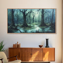 Victorian Swamp Painting Canvas print, Dark and Moody Victorian Gothic Wall Art, Mood Setting Living Room Wall Art, Dark Academia Art