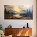 Foggy Mountain Forest Landscape Print, Ready To Hang - Large Panoramic Canvas Wall Art With Frame - Landscape Oil Painting For Living Room