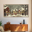 1950s Christmas Village Oil Painting on Canvas Print, Christmas home Decor, Christmas Painting, Christmas Wall Art