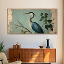Funky Painting Print of a Blue Heron, Framed Canvas Print, Ready To Hang Wall Art, Great Blue Heron, Extra Large Bird Picture Painting