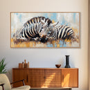 Zebra Having a Nap - Framed Canvas Print - Ready to Hang - Zebra Painting - Animal wall art - Safari Art