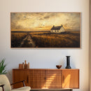 Retro Vintage Farmhouse Painting Print, Cute Rustic Boho Wall Art, Modern Farmhouse Oil Painting Wall Art for Living Room