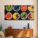 Fruit Basket Painting Canvas Print, Modern Fswmrhouse Kitchen Wall Art, Vintage Fruit Art For Dining Room Framed and Ready To Hang