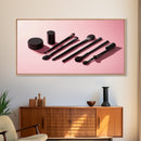 Makeup Brushes Framed Canvas Print - Makeup Wall Art - Preppy Dorm Room Decor - Makeup Painting