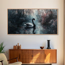 Dark Academia Oil Painting Print of a Black Swan - Gothic Decor - Living Room Decor - Above Sofa Gothic Art - Halloween Decor