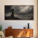 Moody Lighthouse Painting Print, Nautical Home Decor, Lighthouse Oil Painting Canvas Print, Dark and Moody Home Decor