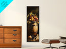 Still Life Oil Painting Print of Fruit and a Wine Barrel, Wine Room Art, Wine Cellar Art, Bar Decor, Tall Skinny Art, Skinny Vertical Art