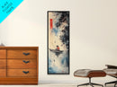 Fisherman in Boat Painting Canvas Print, Japanese Fishing Scene, Coastal Wall Art, Nautical Decor, Tall Narrow Art, Framed Canvas Print, Coastal Decor