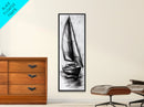 Charcoal Sketch of a Sailboat, Framed Canvas Print, Nautical Decorl Nautical Wall Art, Sailboat Painting, Sail Boat Art, Tall Skinny Wall Art