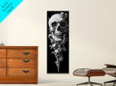Skull Painting Print - Horror Decor - Witchy Decor - Tall Narrow Art - Framed Canvas Print - Skinny Wall Art - Skull Painting - Skull Wall Art