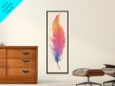 Funky Feather Painting Print - Framed Canvas - Home Decor - Tall Narrow Art - Feather Wall Art - Southwestern Decor