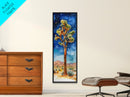 Joshua Tree Under a Starry Night Sky, Framed Canvas Print, Watercolor Landscape Painting Print, Southwestern Wall Art, Farmhouse Painting