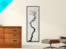 Framed Canvas Print of Minimalist Birch Tree Art in Black and White, Wabi Sabi Art, Rustic Wall Art, Above Bed Wall Art, Tall Skinny Art, Japanese Aesthetic