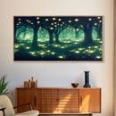 Fireflies At Night In A Fantasy Forest,  Framed Ready To Hang Canvas Print, beautiful wall art, guest room decor