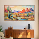 Minimalist Boho Wall Art, Pastel Desert Print, Framed Canvas Art, Unique Wall Art, Minimalist MCM Style Wall Art, Landscape Painting