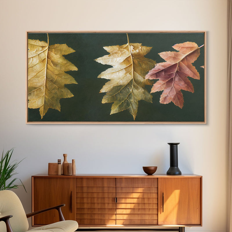 Autumn Leaf Arrangement Wall Decor, ready to hang canvas print wall art, Fall Decor