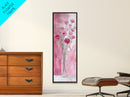 Wildflower Bouquet Framed Canvas Print Pink Poppy Painting Tall Skinny Art Living Room Above Sofa Rustic Guest Room Floral Wall Art