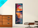 Framed Canvas Print Sunset Landscape Coastal Decor Smoky Mountain Art Nautical Painting Horizontal Wall Art Bedroom Art Christmas Gift