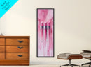 Glossy Pink Lipstick Trio Framed Canvas Print in Minimalist Vertical Wall Art for Fashion and Makeup Room Décor