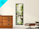 Tranquil Waterfall Scene Framed Canvas Print Green Wall Art Botanical Prints Vertical Landscape Art Above Bed Living Room Decor