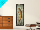 Trout Art Rustic Framed Canvas Print Skinny Vertical Art Fly Fishing Art Rustic Decor Tall Narrow Art Guest Room Wall Decor