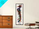Vibrant Peacock Art Canvas Print with Boho Decor Elements and Colorful Whimsical Art, Perfect Vertical Wall Art Gift Idea