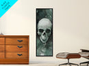 Minimalist Skull Canvas Print in Dark Green Tones, Wabi Sabi Art with Rustic Decor Style, Perfect for Unique Wall Art Accent