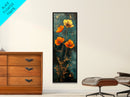 Elegant Poppy Bouquet Framed Canvas Print | California Poppy Art | Botanical Prints | Vertical Art | Rustic Wall Art | Fall Decor