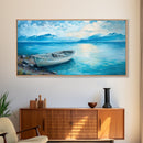 Boat on Tranquil Lake Canvas Print Coastal Landscape Art Nautical Wall Art Rustic Decor Above Sofa Artwork Bedroom Art Original Painting