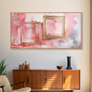 Gold Frame Abstract Framed Canvas Print Featuring Pink Abstract Art and Whimsical Art Light Pink Wall Art Minimalist Rustic Decor