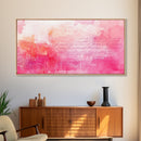 Abstract Pink Writing Framed Canvas Print, Light Pink Wall Art Chinoiserie Whimsical Decor, Rustic Wall Art Horizontal Gift Idea