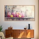 Lemonade Jars Canvas Print | Lemon Painting | Food Review Kitchen Art | Rustic Farmhouse Wall Art | Summer Kitchen Decor Canvas Print