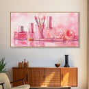 Pink Makeup Canvas Print | Therapy Art | Feminine Wall Art | Light Pink Bedroom Decor | Romantic Vanity Framed Canvas Print