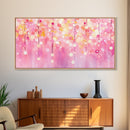 Magical Fairy Light Pink Abstract Canvas Print with Bokeh Lights, Ideal Whimsical Art for Living Room, Vertical Skinny Wall Art