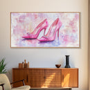 Glamorous Pink High Heels Canvas Print, Fashion Art, Whimsical Room Decor, Light Pink Wall Art, Feminine and Stylish Bedroom Art